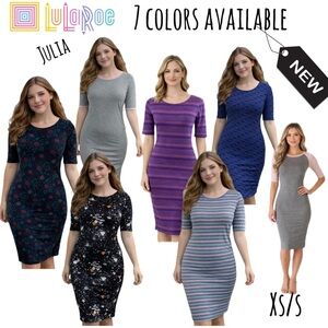 NWT LULAROE Julia XS Gray and pink dress